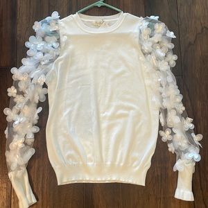 Sweater with sheer sleeves - white - size L